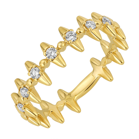 Gold & Diamond Spike Ring