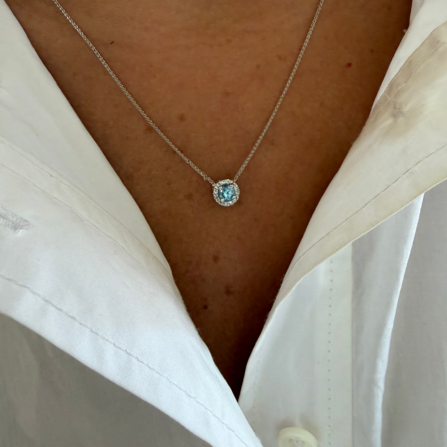 Diamond & Blue Topaz Necklace