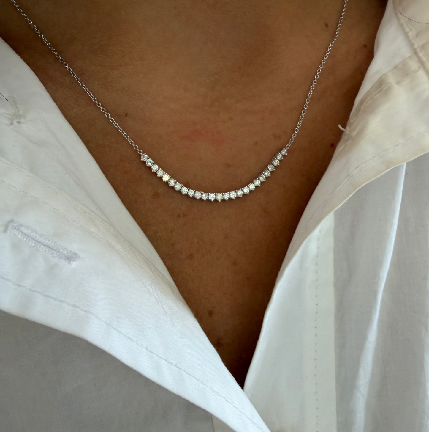 Diamond Curved Bar Necklace