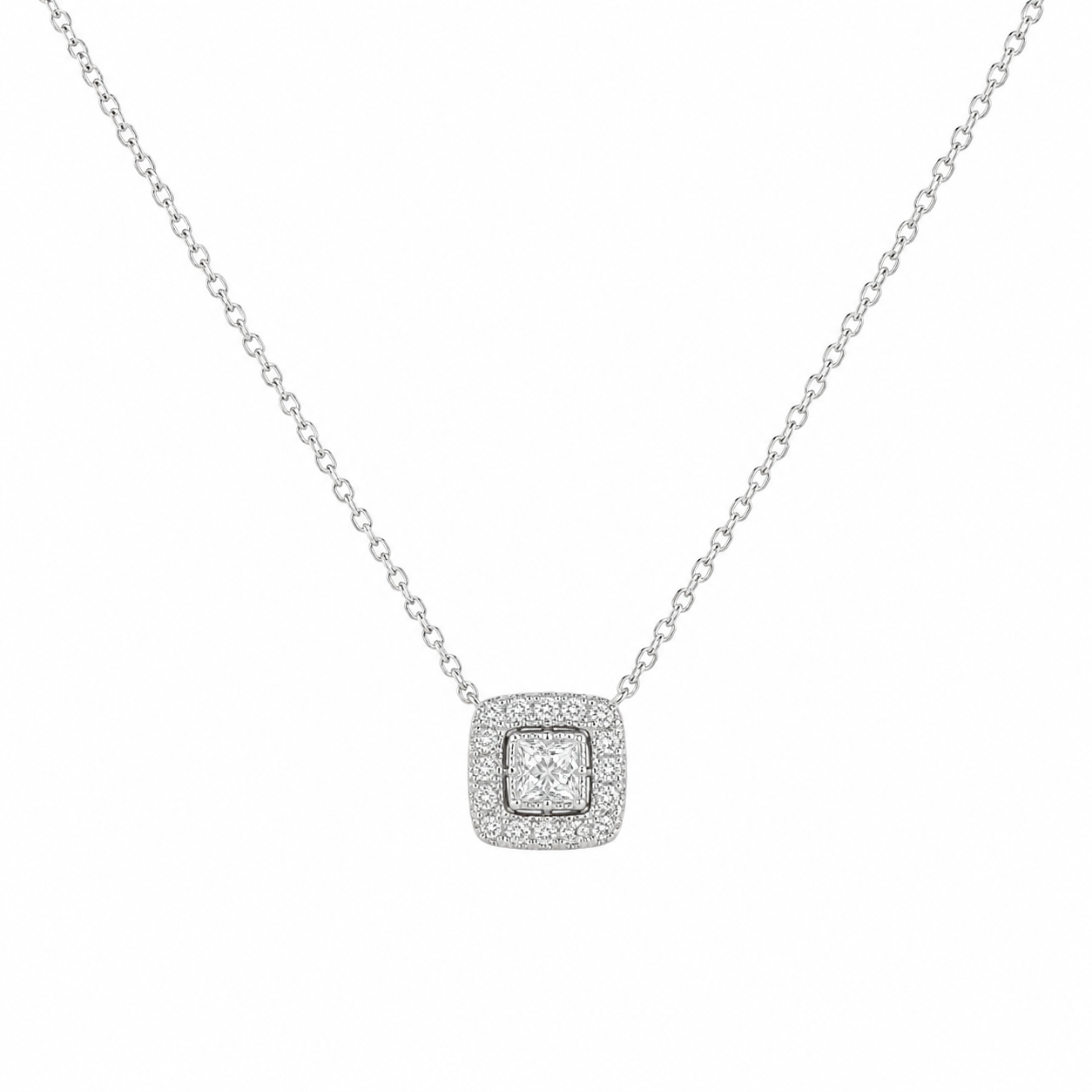 Pave Diamond Square Necklace