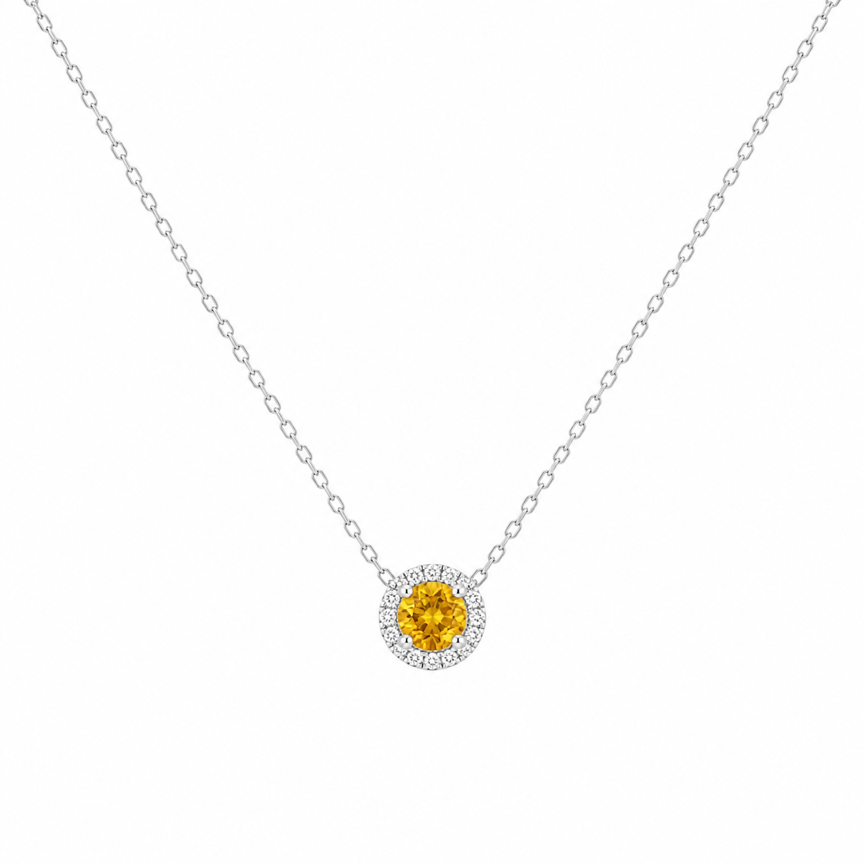 Pave Diamond & Citrine Necklace