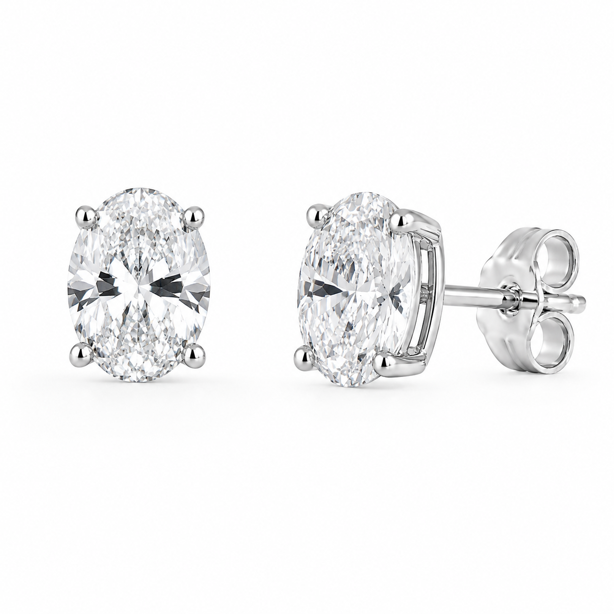 Oval Lab Grown Diamond Studs - F VS Set in 14K Gold