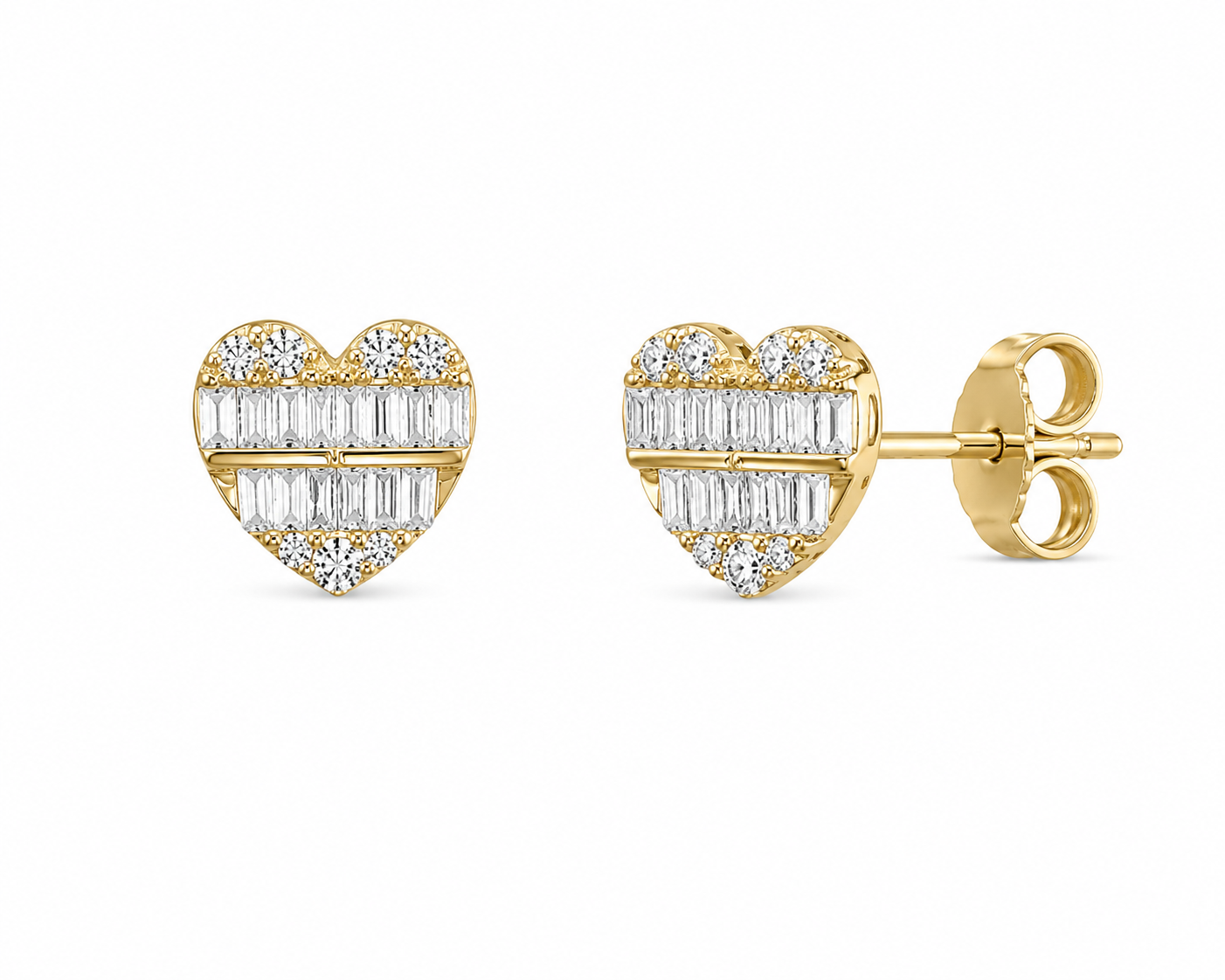 Diamond Heart Cluster Earrings