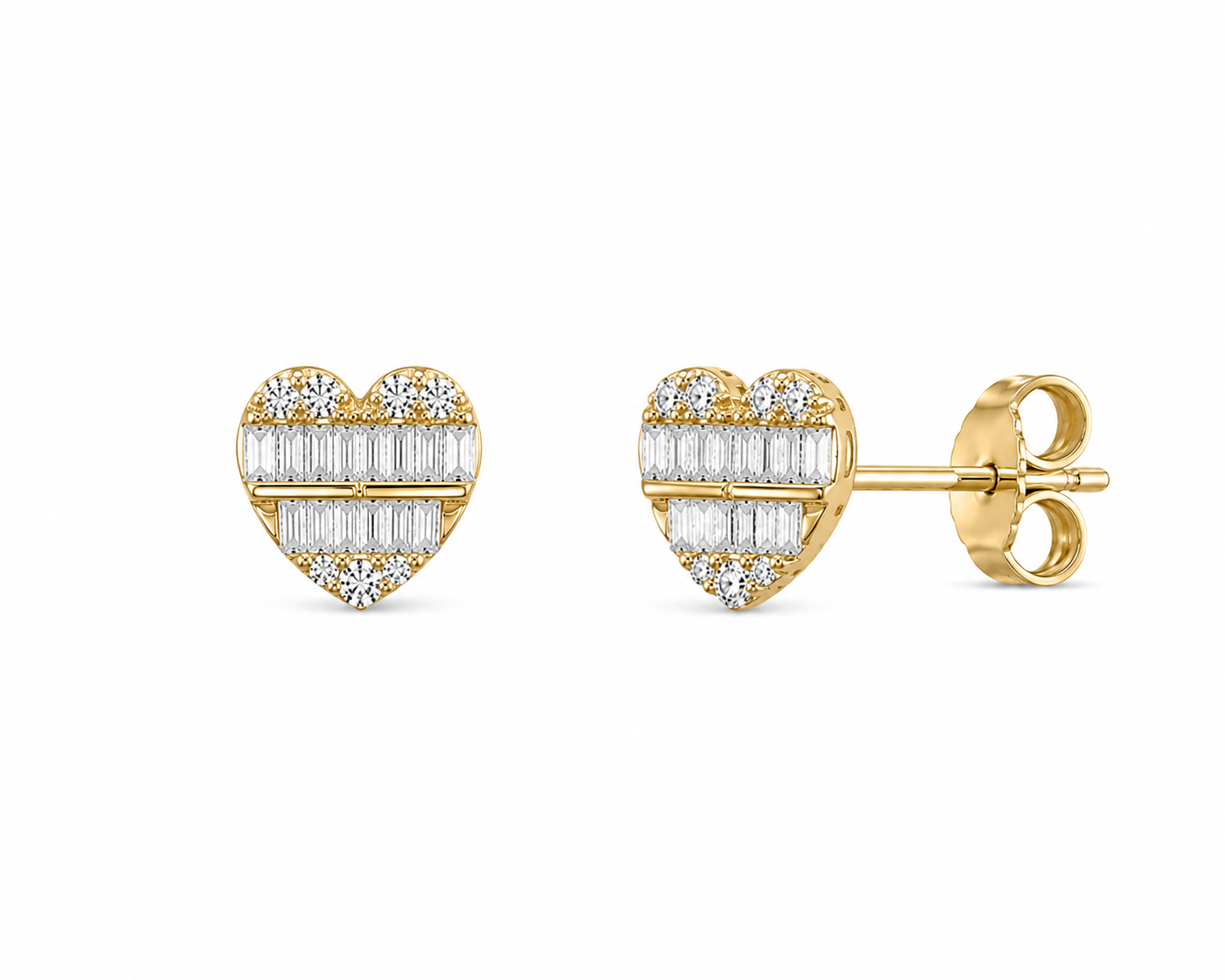 Mini Diamond Heart Cluster Earrings