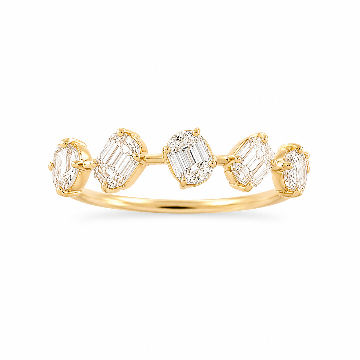 Baguette Diamond Oval Station Ring