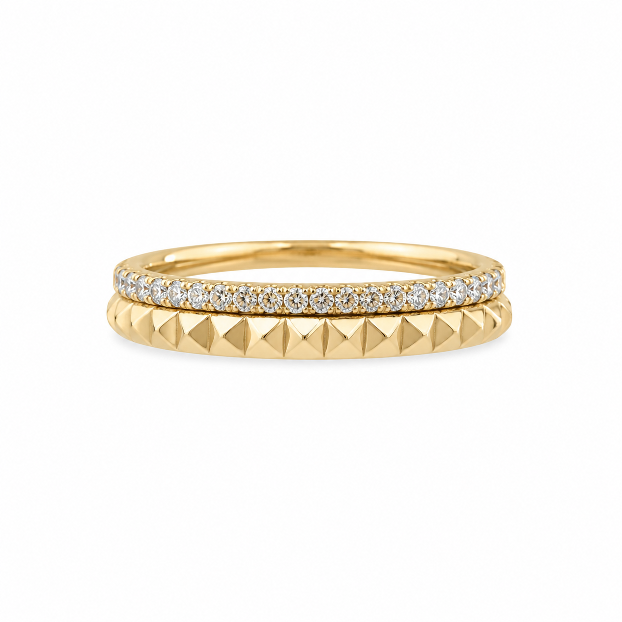Pave Diamond & Gold Pyramid Ring