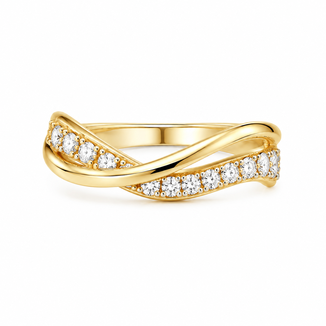 Pavé Diamond & Gold Wave Ring