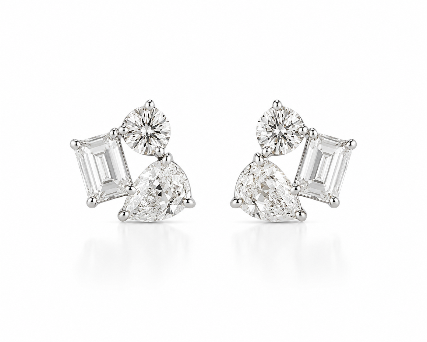 3 Mixed Shape Lab Diamond Cluster Earring
