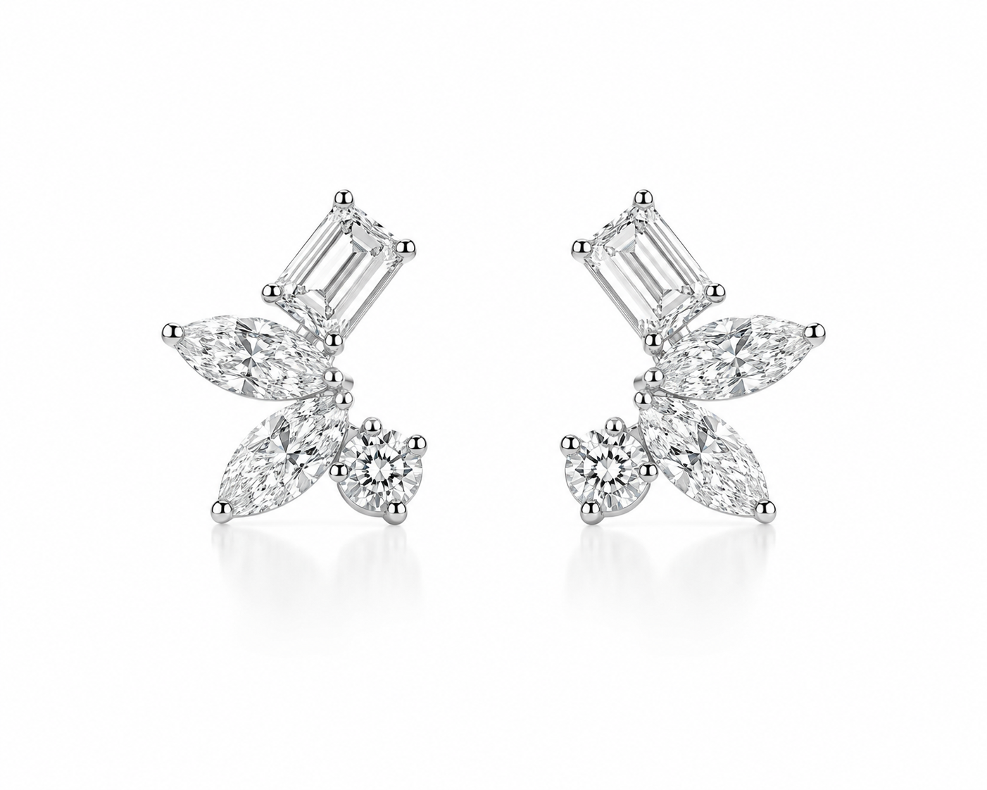 4  Mixed Shape Cluster Lab Diamond Earrings