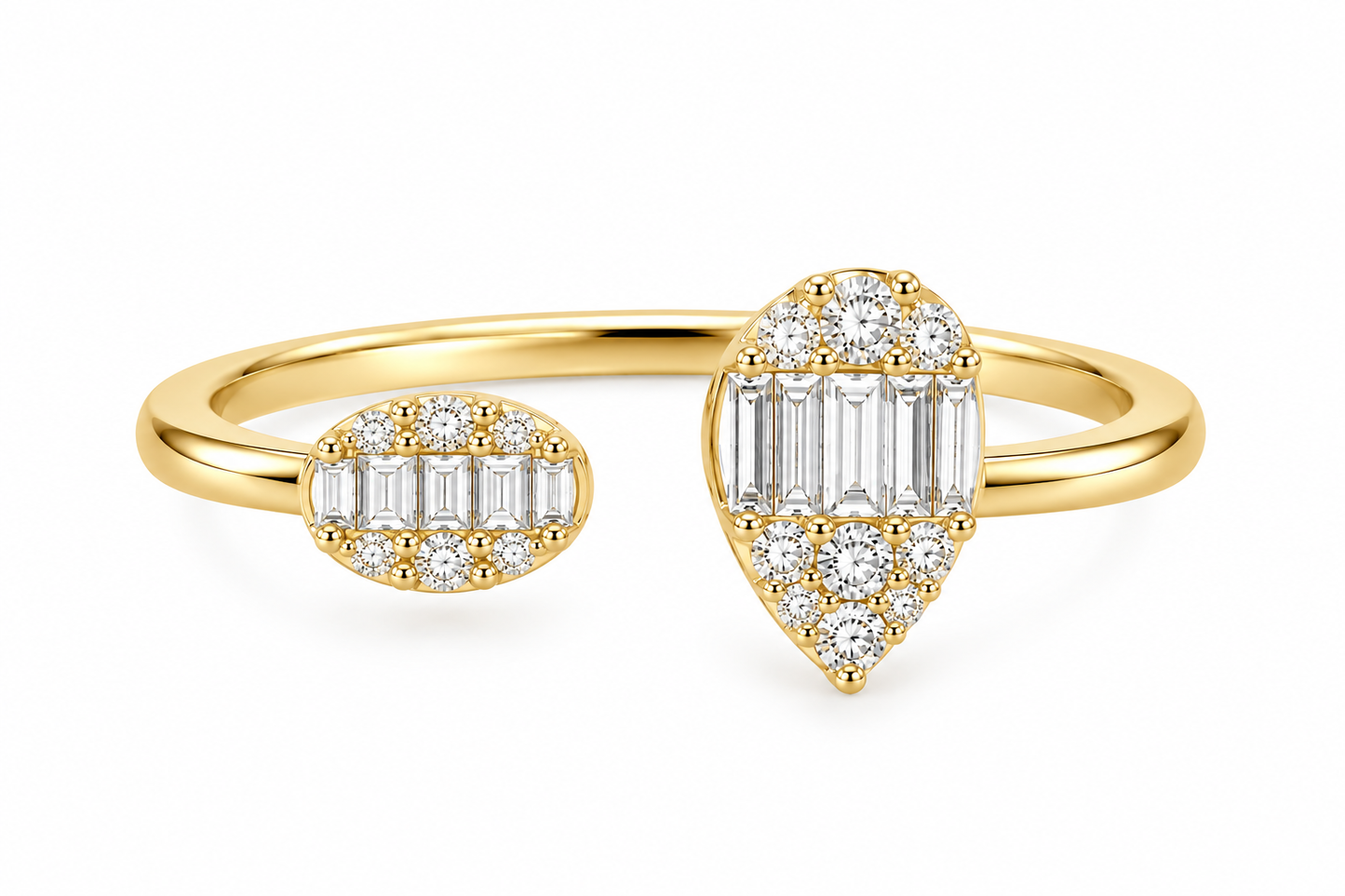 Baguette Diamond Pear & Oval Open Ring