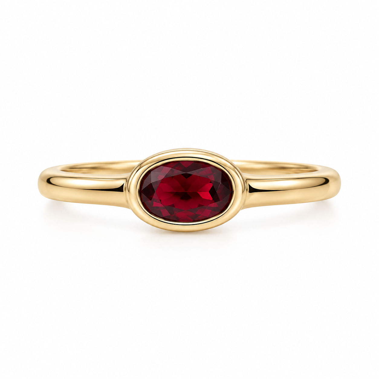Ruby Oval Bezel Ring