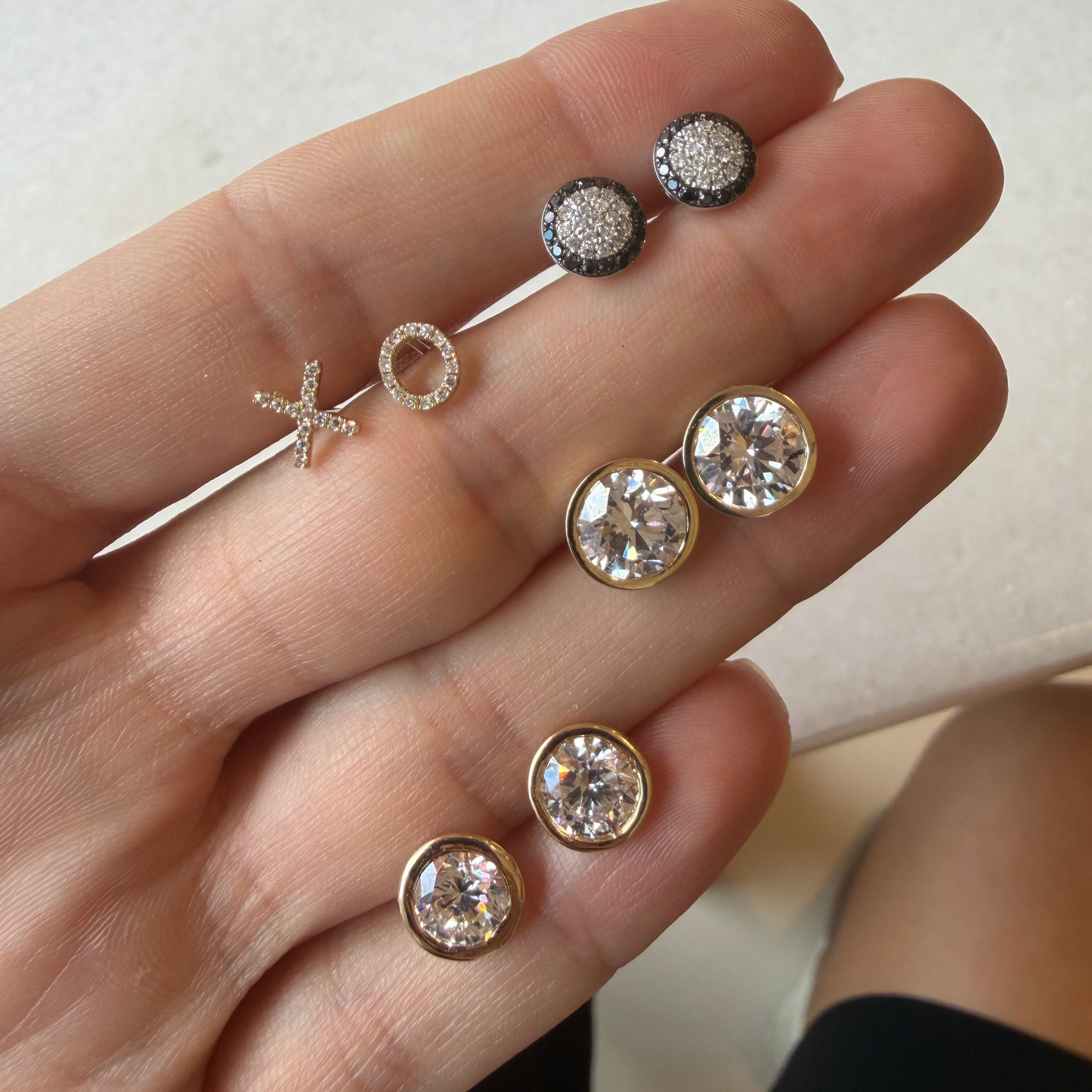 Pave Black & Diamond Disc Earrings