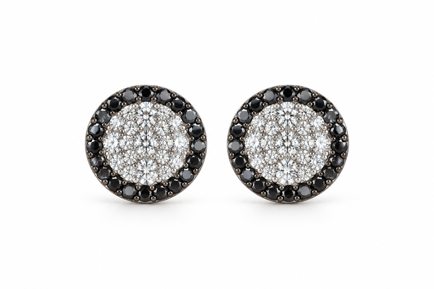 Pave Black & Diamond Disc Earrings