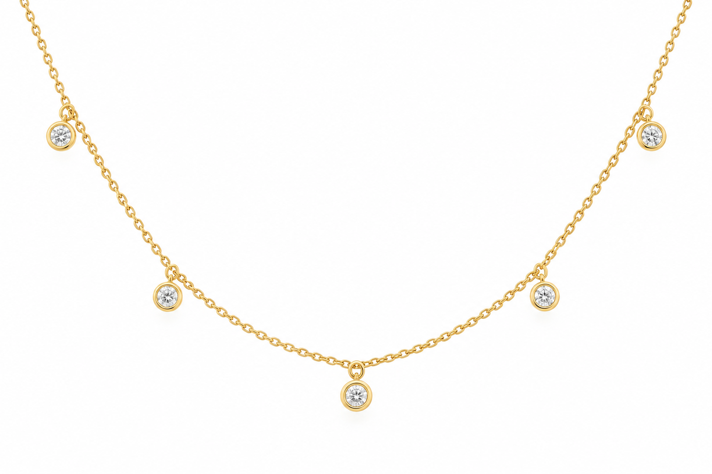 5 Floating Bezel Diamonds Necklace