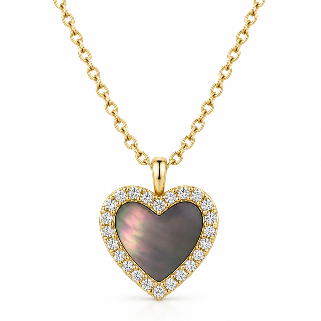 Gold Filled Colored Stone Heart Necklace