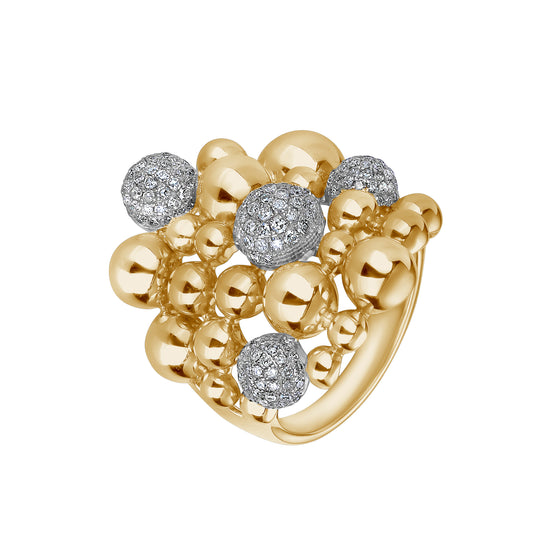 Large Diamond & Gold Bubbles Ring