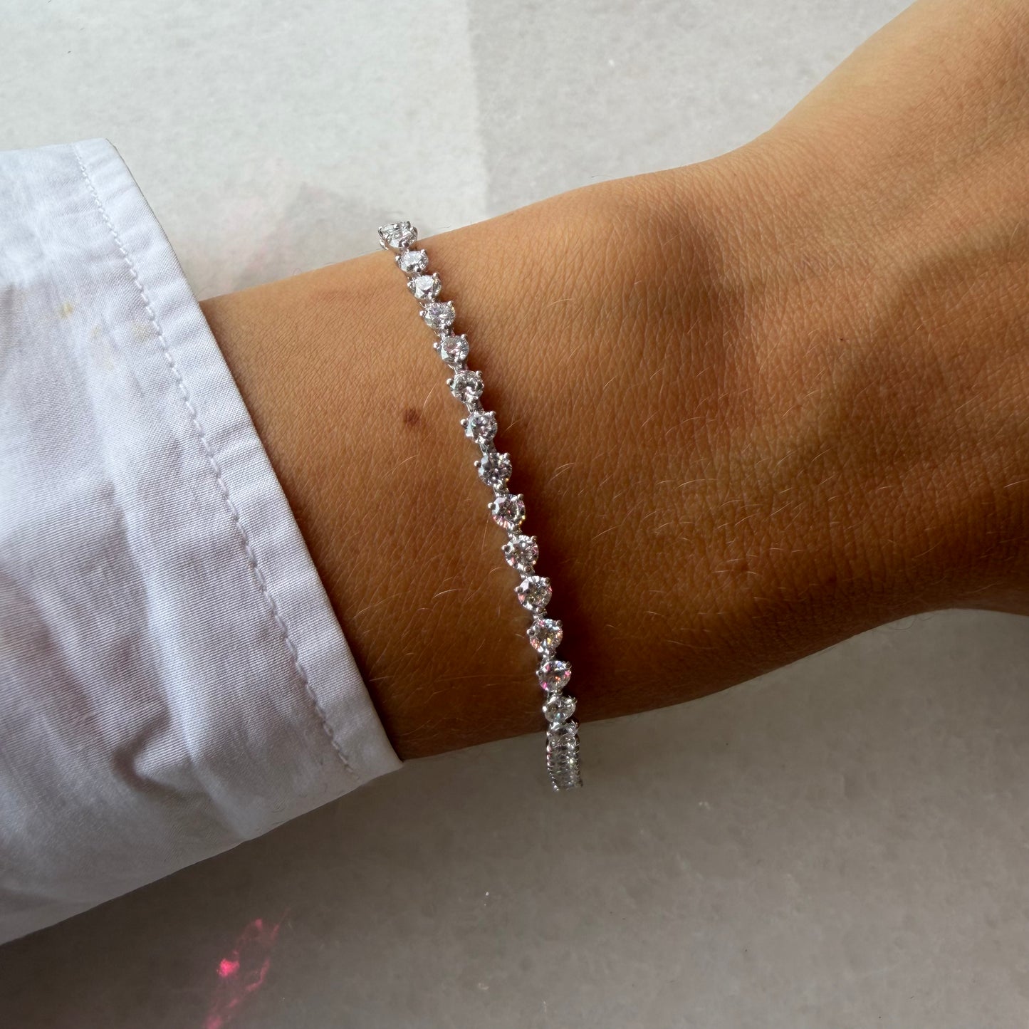 Three Prong Lab Diamond Tennis Bracelet