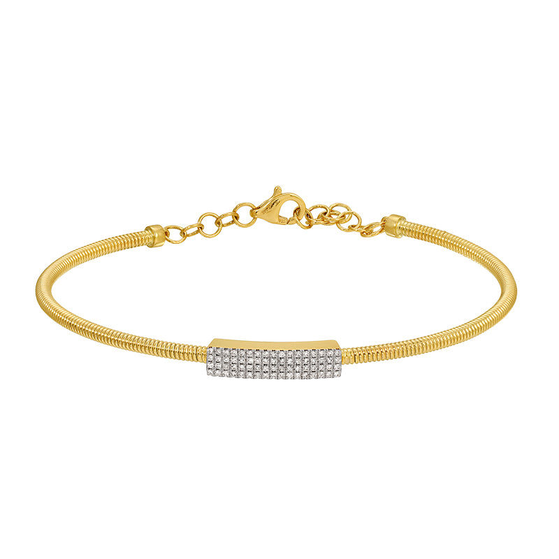 Gold & Diamond Skinny Omega Chain Bangle