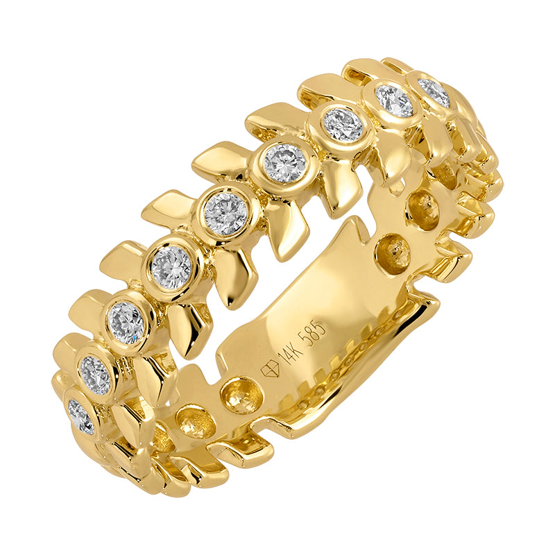 Gold & Diamond Leaf Ring