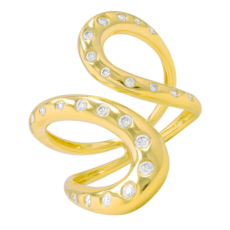 Gold & Diamond Wavy Ring
