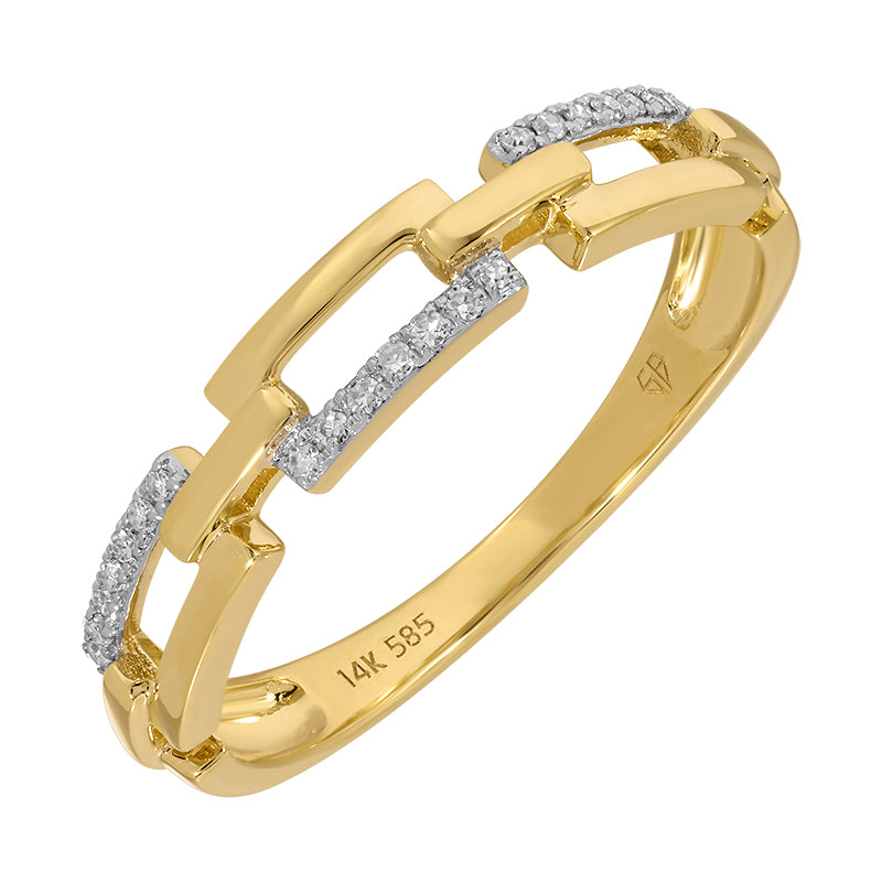 Gold & Diamond Alternating Link Ring