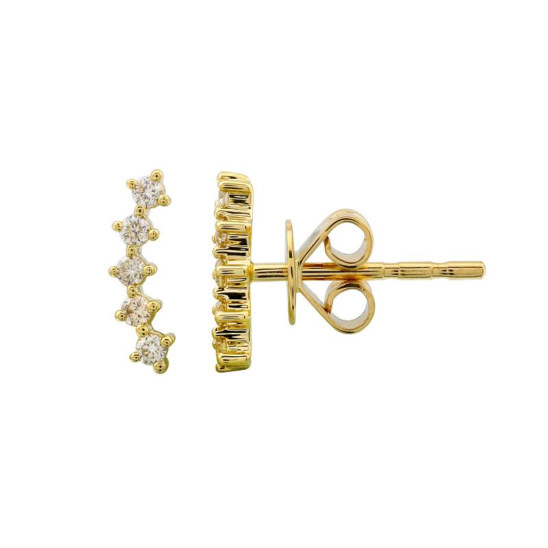 Dainty 5 Diamond Curved Earrings
