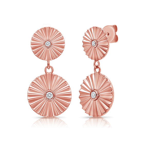 Double Gold & Diamond Disc Earrings