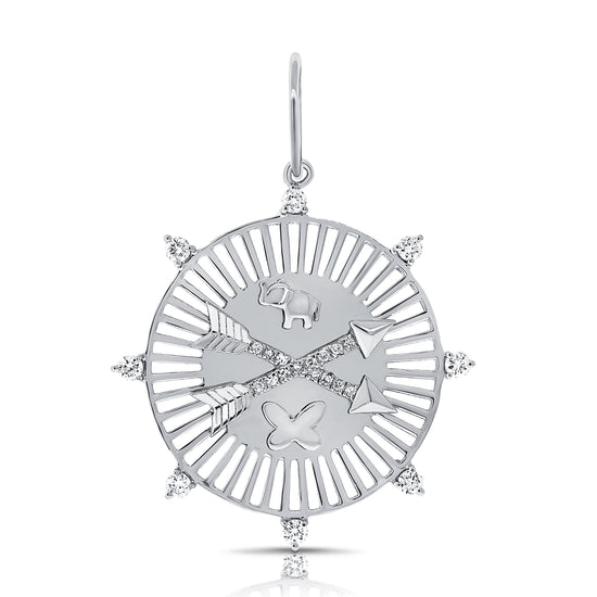 Diamond Disc Charm W Crossing Arrows