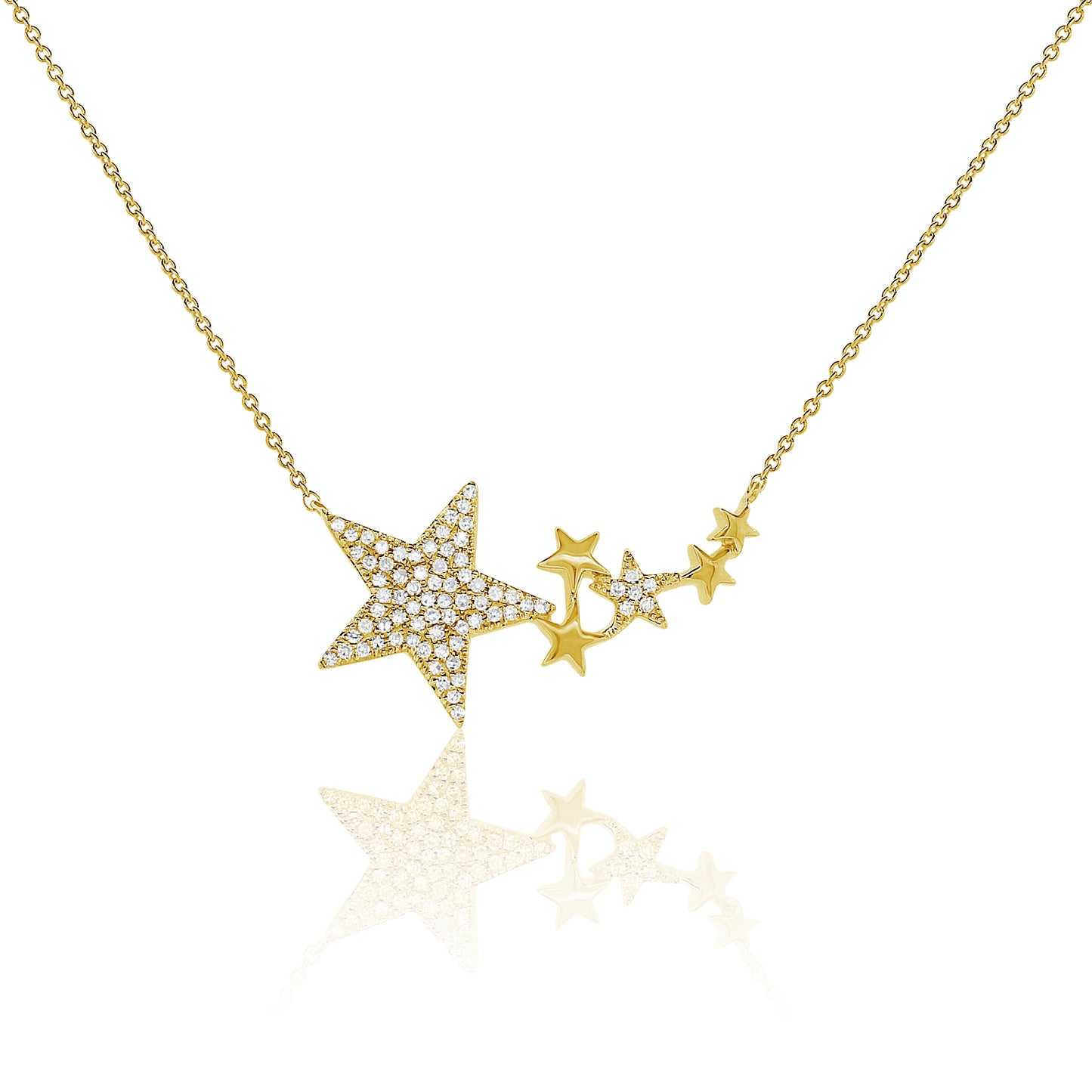 Diamond & Gold 6 Star Necklace