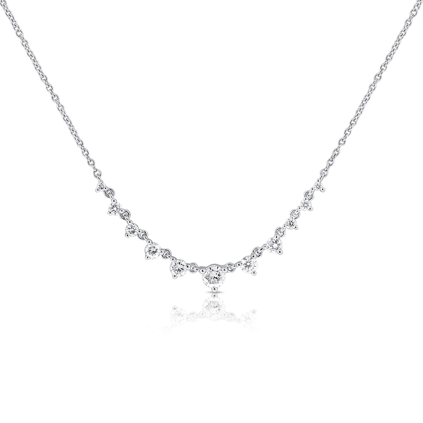 11 Station Graduated (3-Prong) Diamonds on Chain Necklace