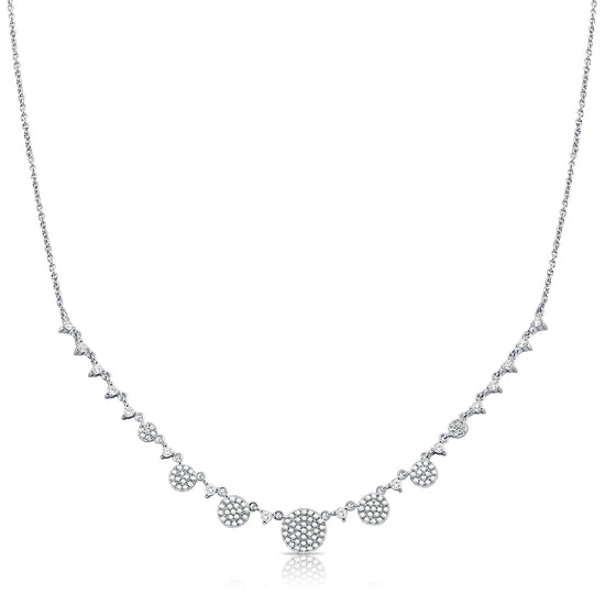 7 Graduated Diamond Discs Chain Necklace