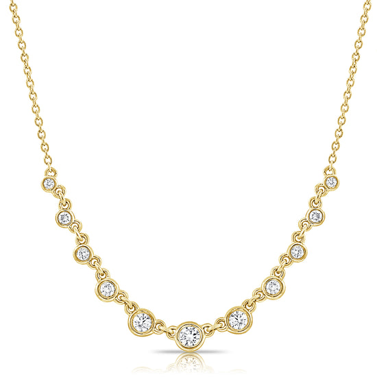 11 Station Graduated Bezel Diamond Chain Necklace