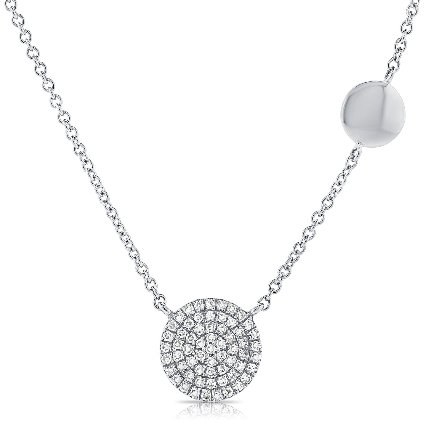 Pave Diamond Disc + Gold Disc Chain Necklace
