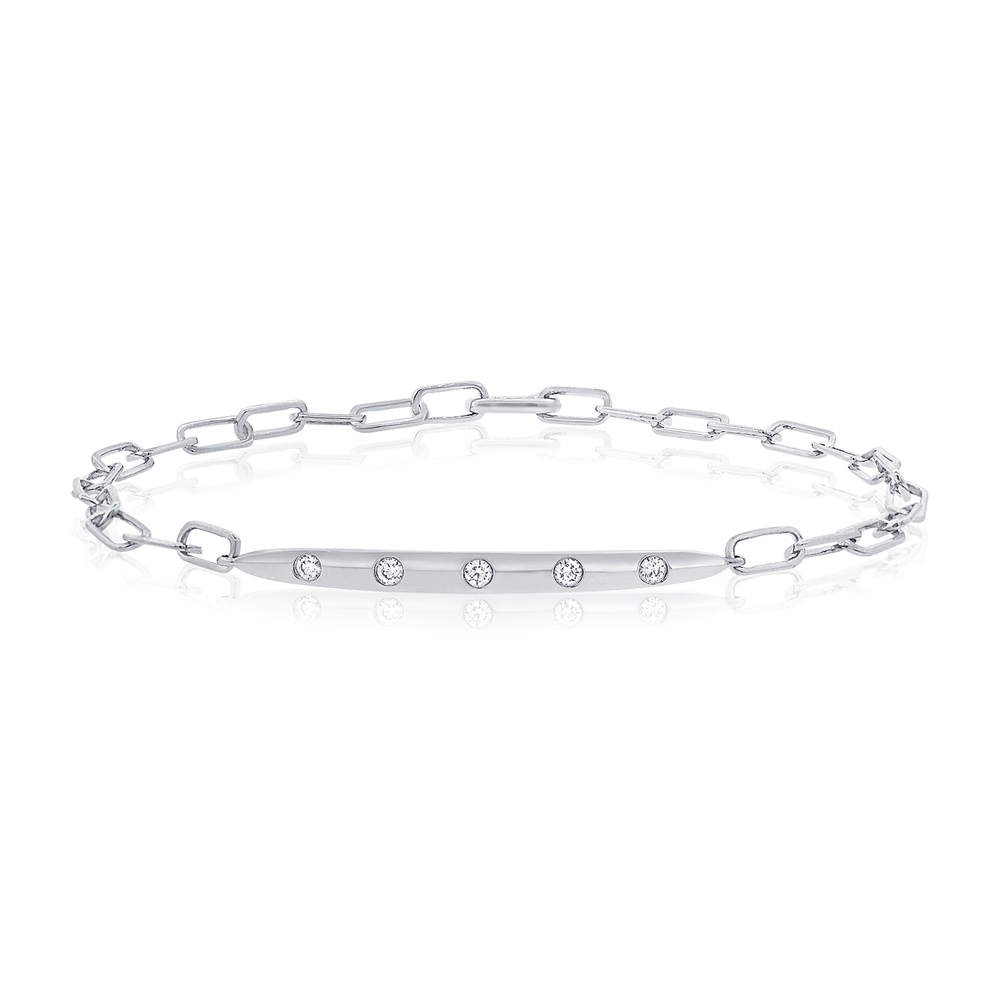 5 Diamond Bar On Paperclip Bracelet