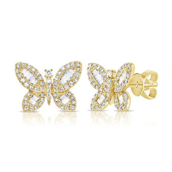 Baguette Diamond Butterfly Earrings