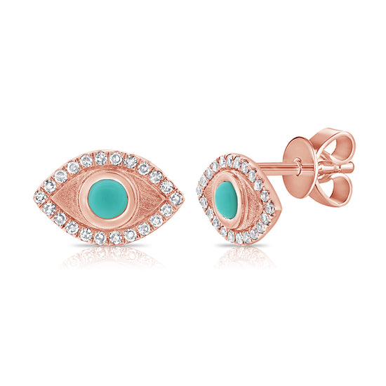 Diamond & Turquoise Evil Eye Earrings