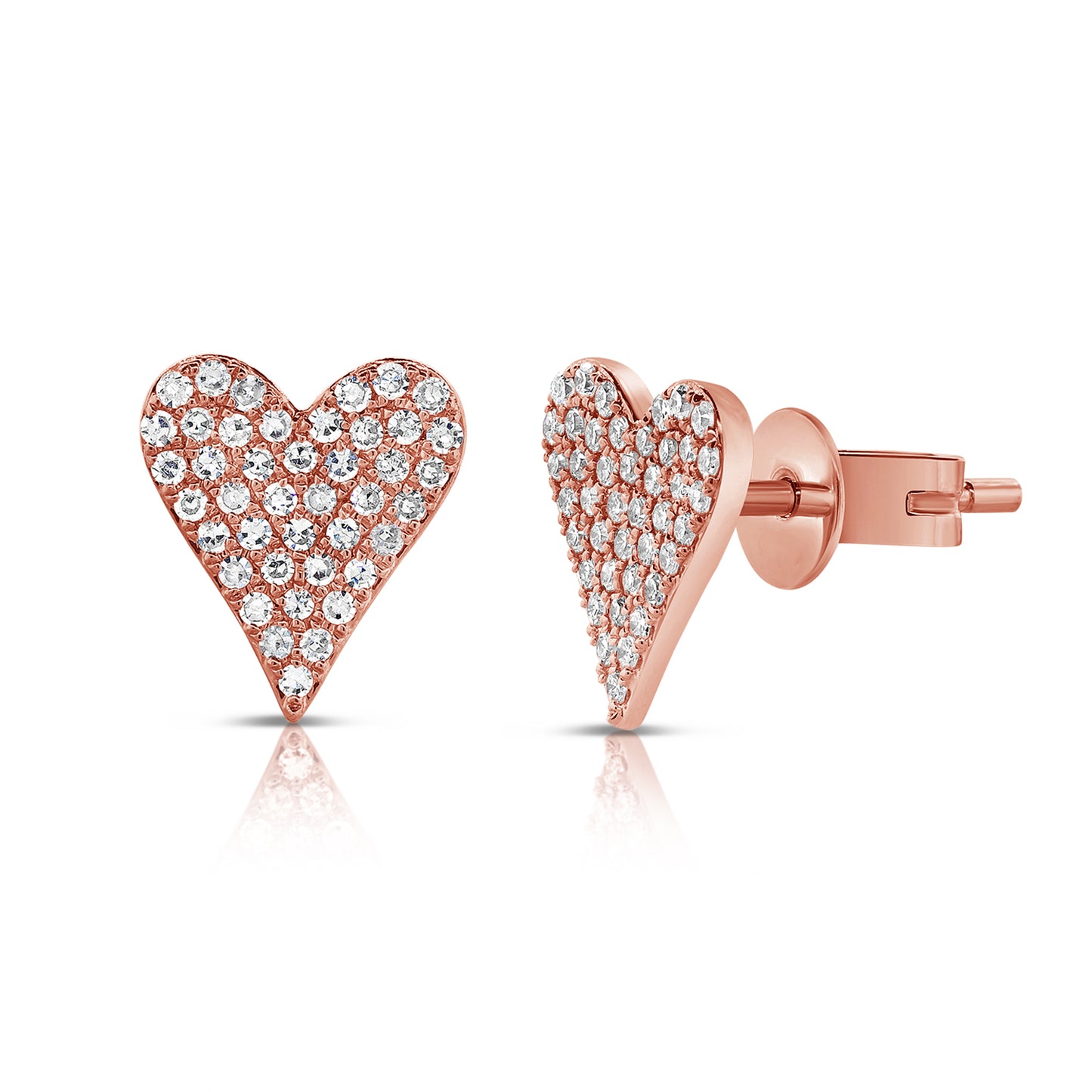 Large Pave Diamond Heart Earrings