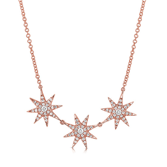 Triple Diamond Star Necklace