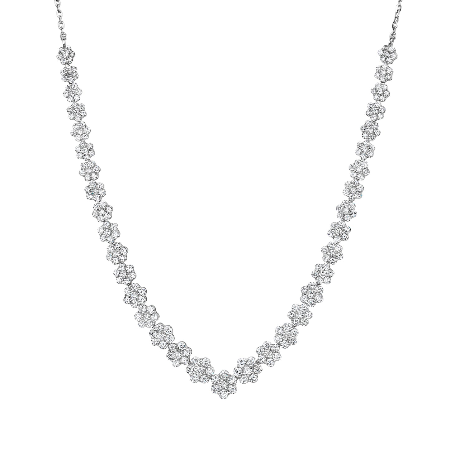 Lab Grown Graduated 35 Diamond Flower Necklace