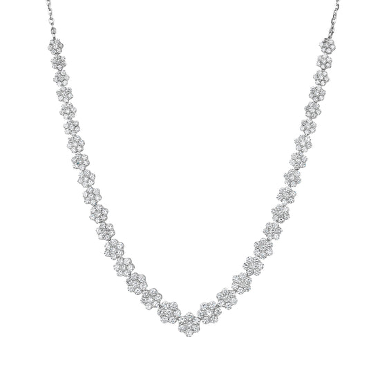 Lab Grown Graduated 35 Diamond Flower Necklace