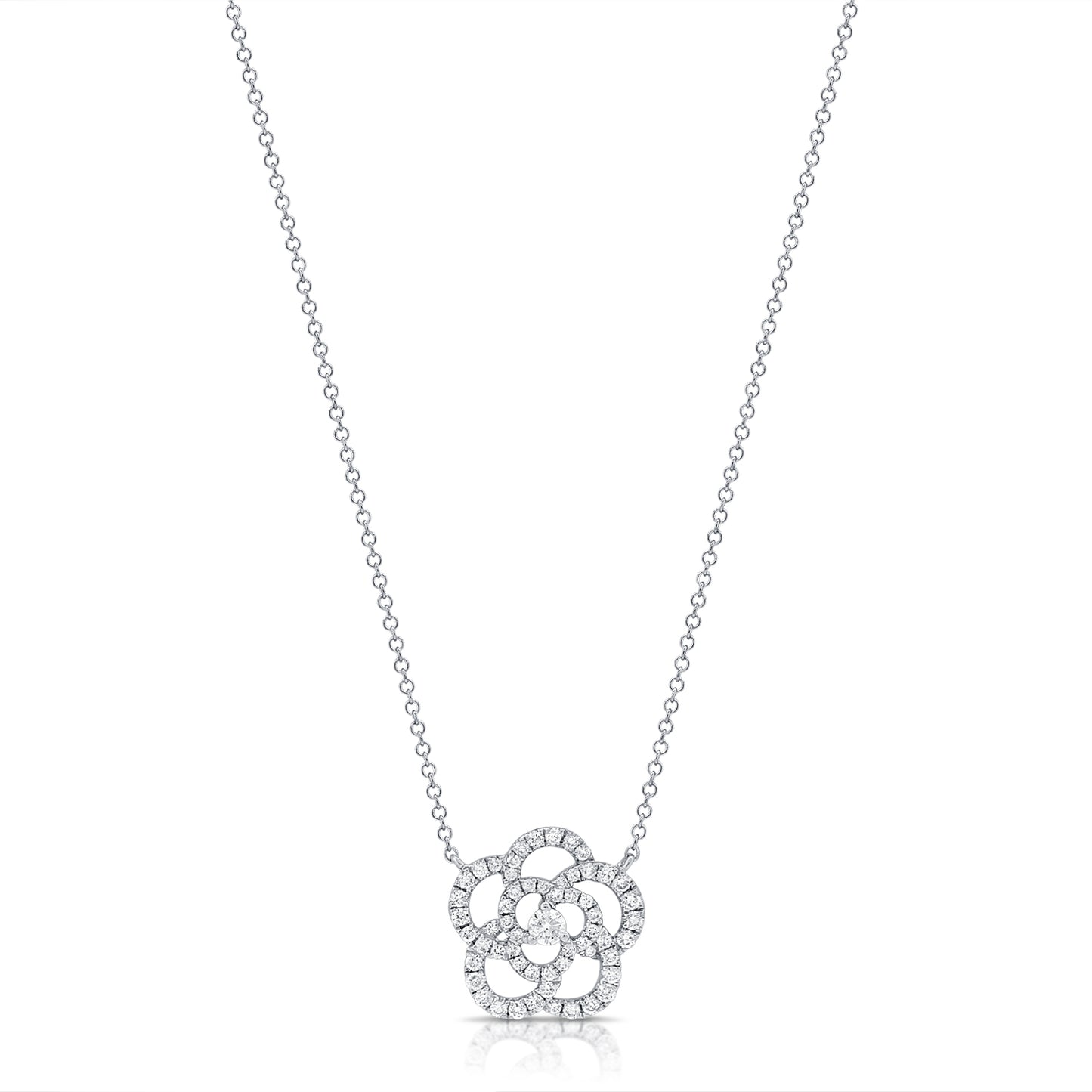 Large Camellia Diamond Flower Necklace