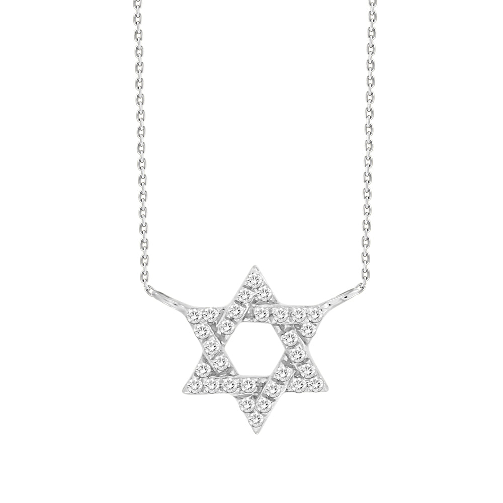 Load image into Gallery viewer, Dainty Diamond Magen David Necklace, 18K Gold
