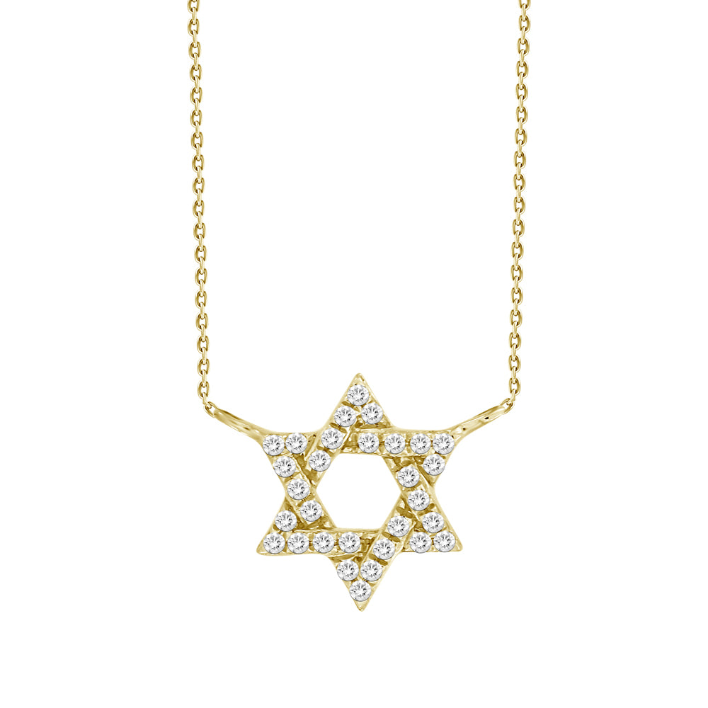 Load image into Gallery viewer, Dainty Diamond Magen David Necklace, 18K Gold
