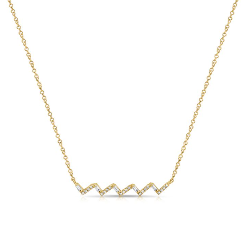 Zig Zag Diamond Bar Necklace