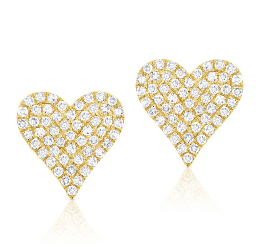 Mini Pave Diamond Heart Studs