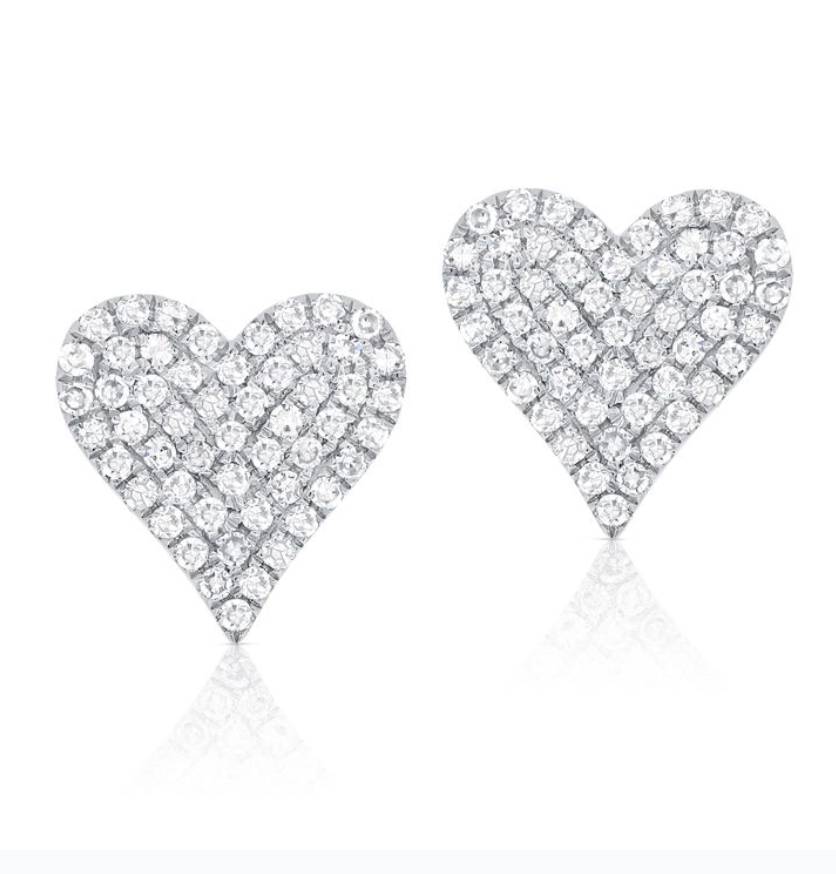 Mini Pave Diamond Heart Studs