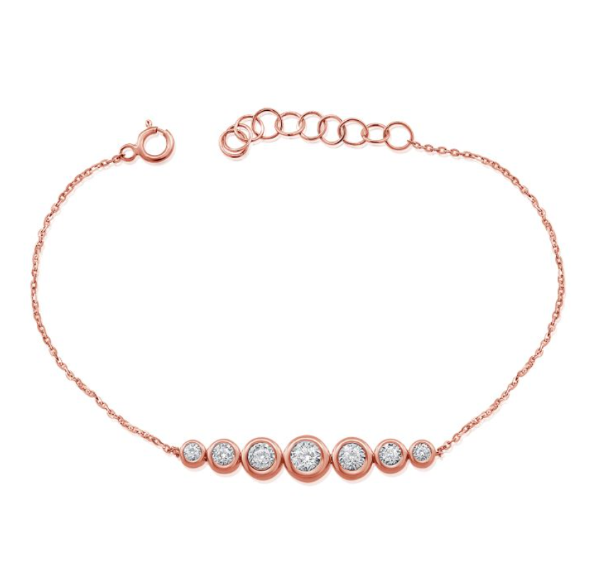 7 Bezel Diamonds on Chain Bracelet