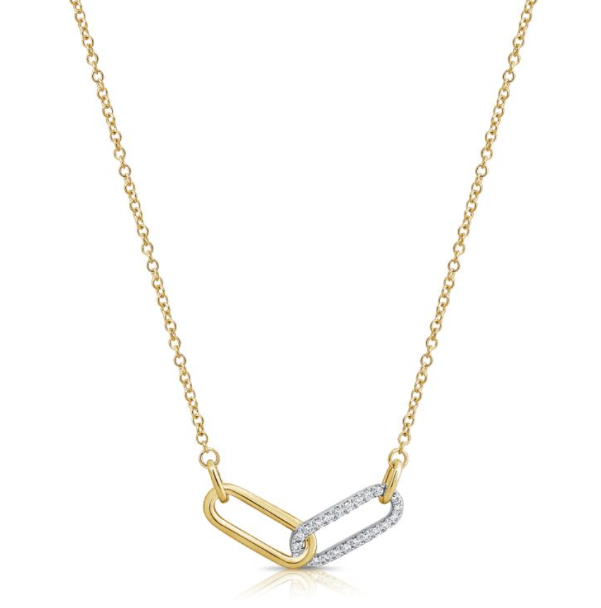 Diamond Interlocking Paperclip Link Necklace