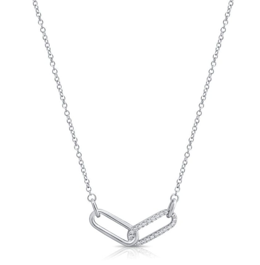 Diamond Interlocking Paperclip Link Necklace