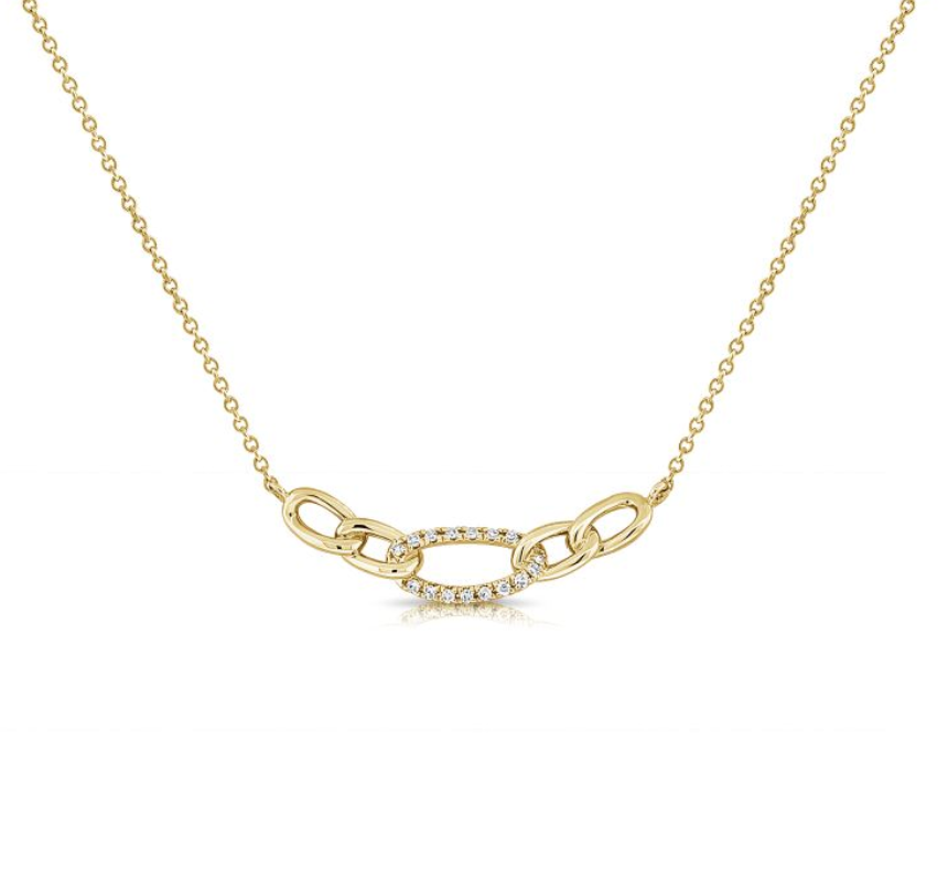 Diamond Oval Link Pendent Necklace